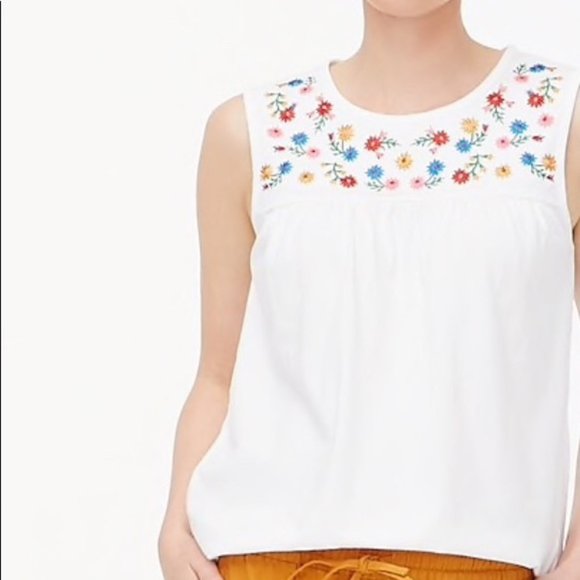 J. Crew Factory Tops - J. Crew Factory Embroidered Yoke Tee